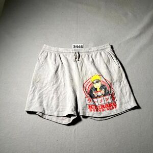 Naruto Shippuden Ramen Sweat Shorts Mens XL‎ Heather Gray Cotton Graphic Print